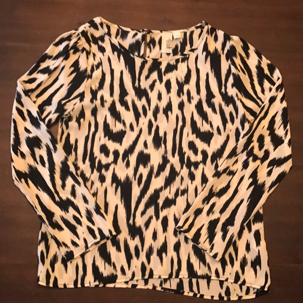 Black and cream animal print blouse